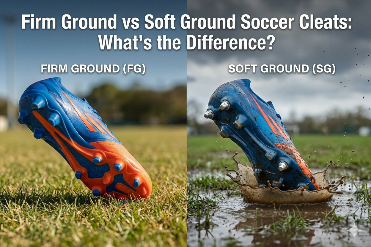 side by side comparison of firm ground and soft ground cleats