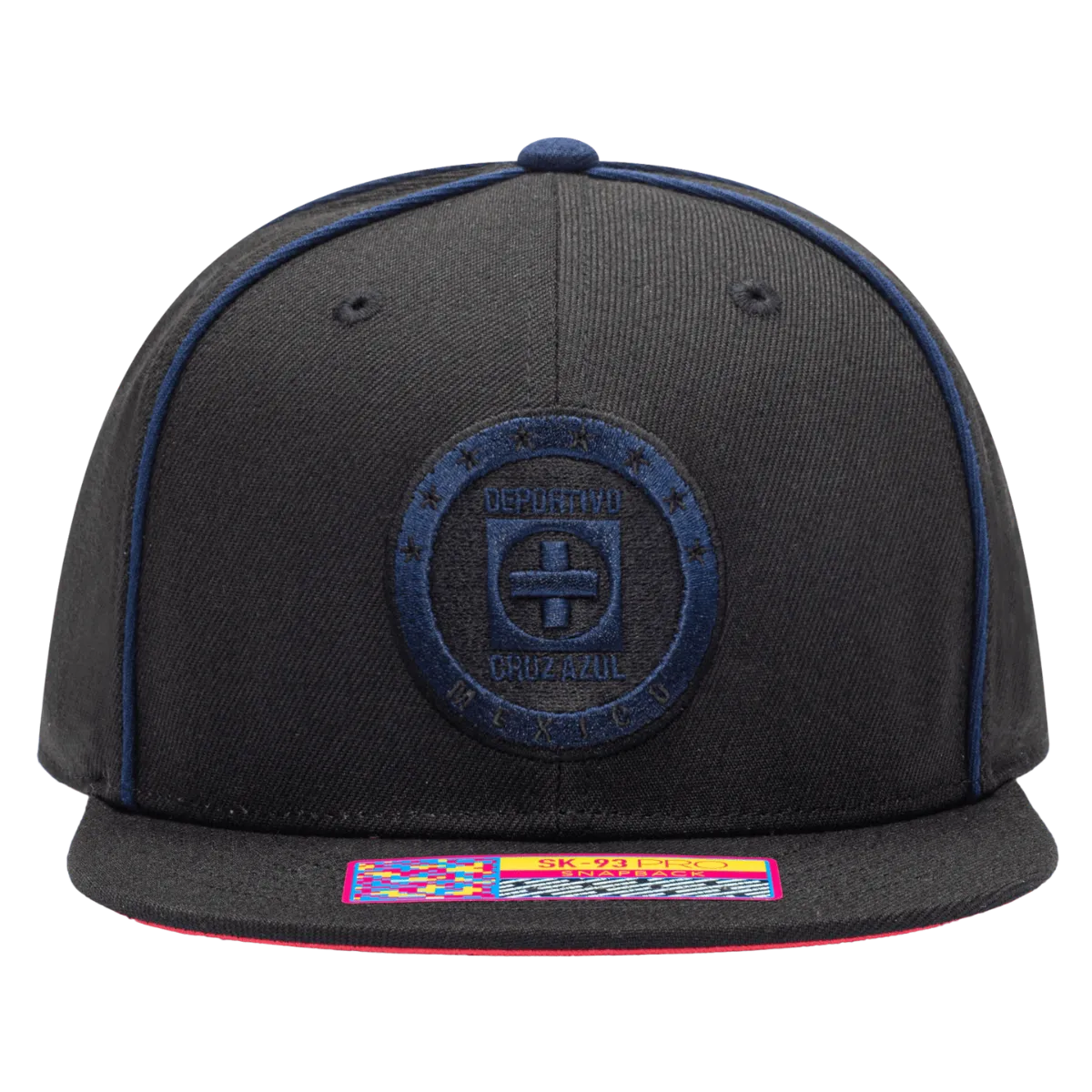 FI Collection Cruz Azul Cali Night Snapback Hat - Black-Blue (Front)