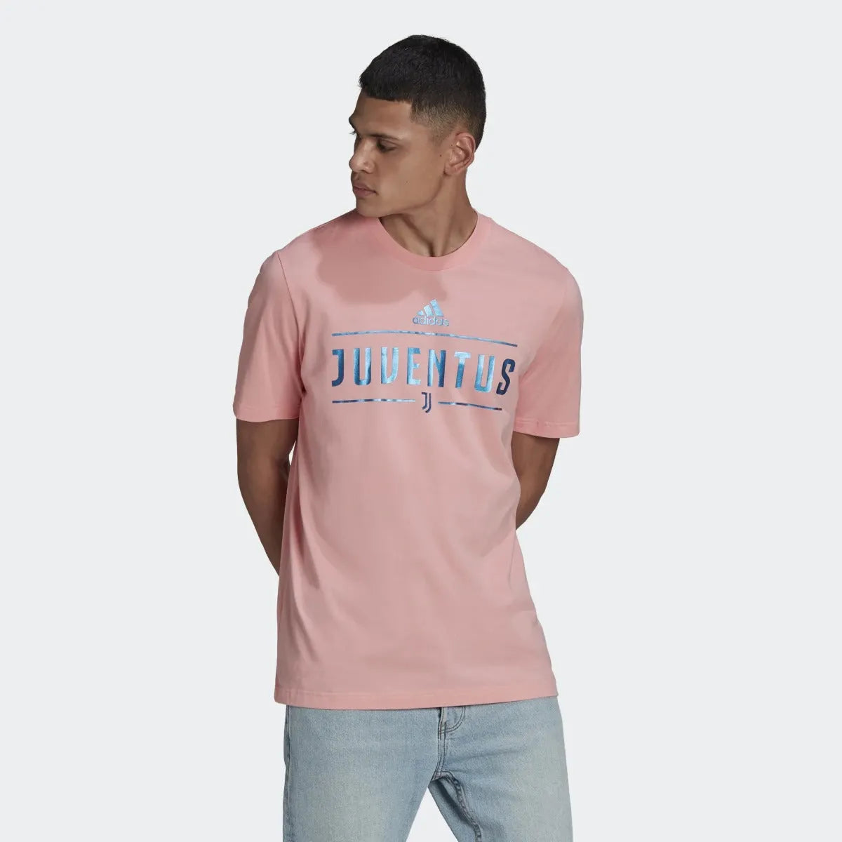 adidas 2022-23 Juventus Graphic Tee - Glow Pink (Model - Front)