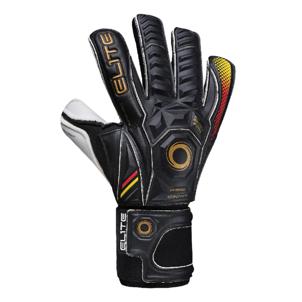 Elite Sport Knight Pro Goalkeeper Gloves - Black-Gold-Yellow (Single - Outer)