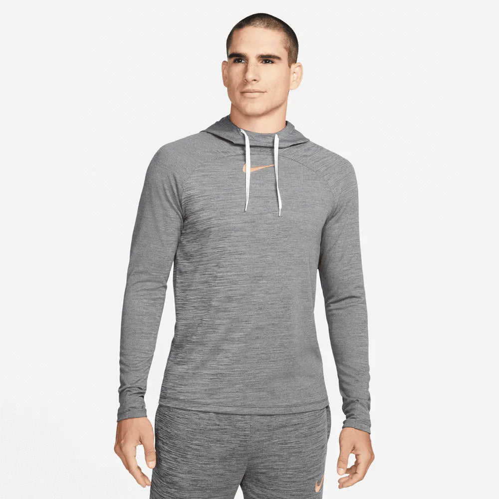 Nike Dri-Fit Academy Pullover Football Hoodie - Black-Sunset Glow (Model - Front)