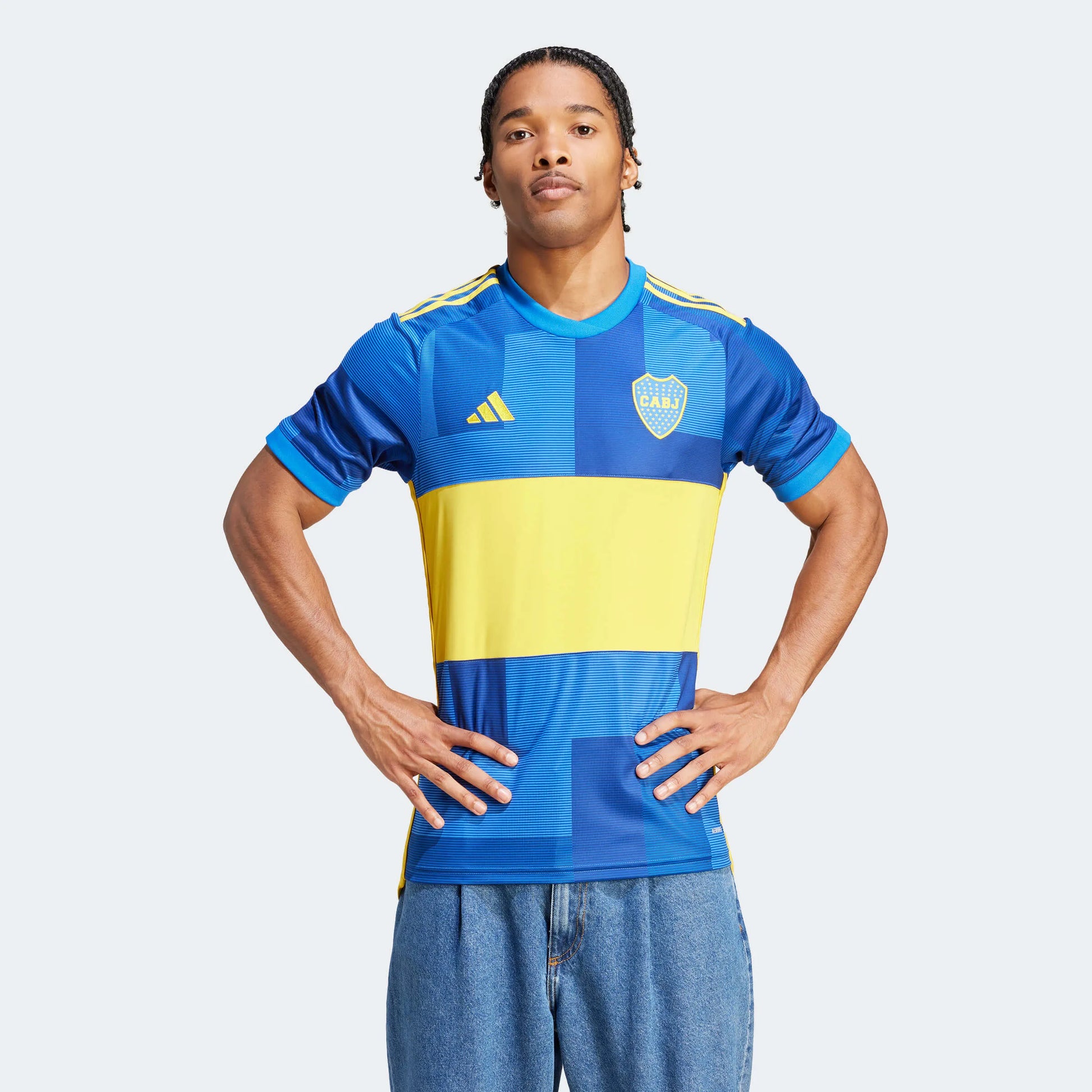 adidas 2023-24 Boca Juniors Men's Stadium Home Jersey (Model - Front)