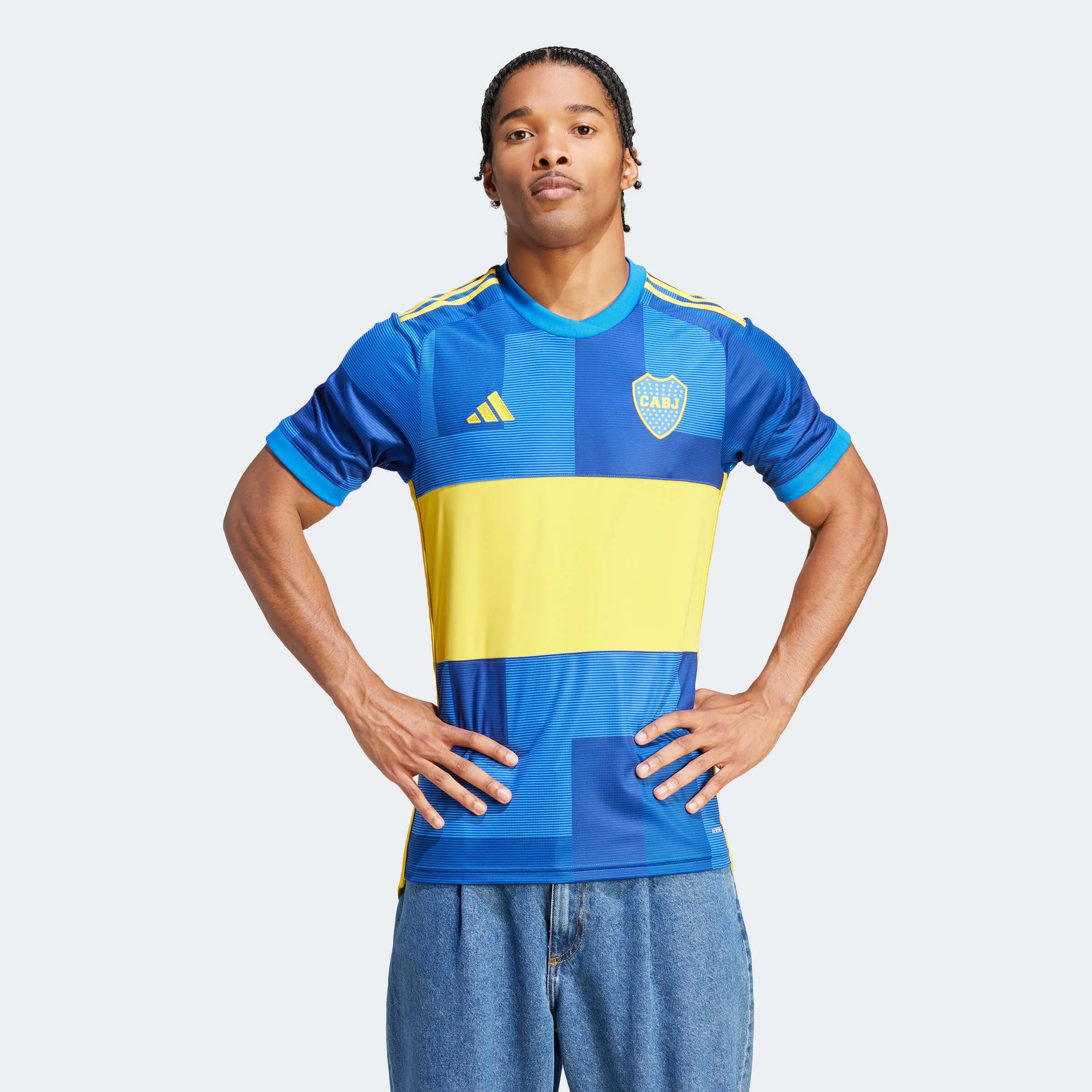 adidas 2023-24 Boca Juniors Men's Stadium Home Jersey (Model - Front)