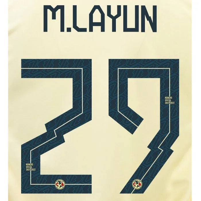 Club America 2021-22 Home M. Layun #29 Jersey Name Set (Main)