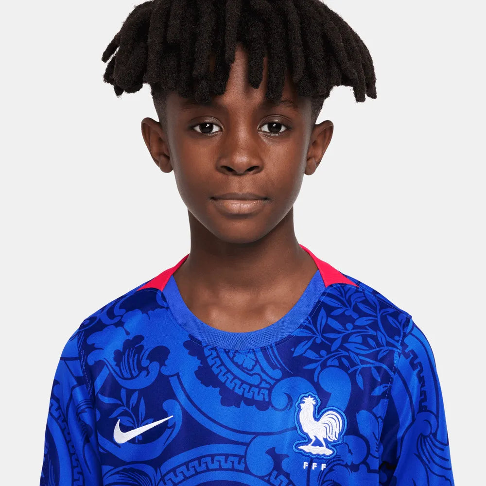 Nike France Home EC22 Youth Jersey Cobalt-Red-White (Detail 1)