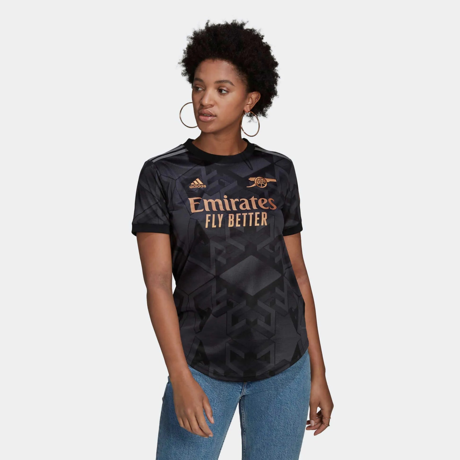 adidas 22-23 Arsenal Womens Away Jersey - Black (Model - Front)