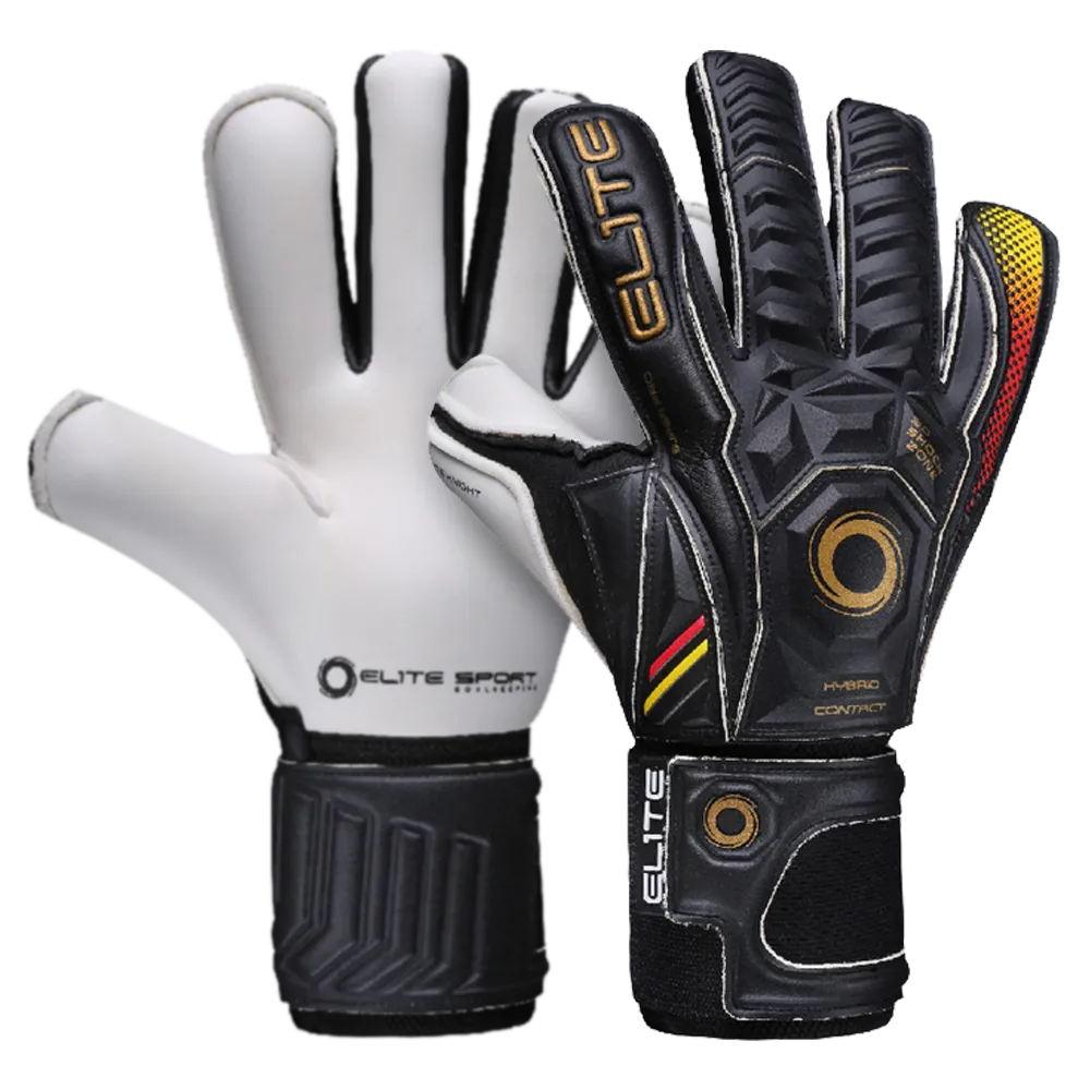 Elite Sport Knight Pro Goalkeeper Gloves - Black-Gold-Yellow (Pair)