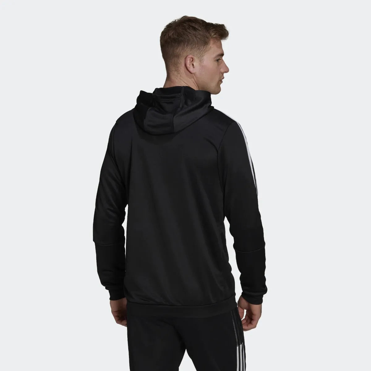 adidas 21-22 Arsenal FC Track Hoodie - Black (Model - Back)