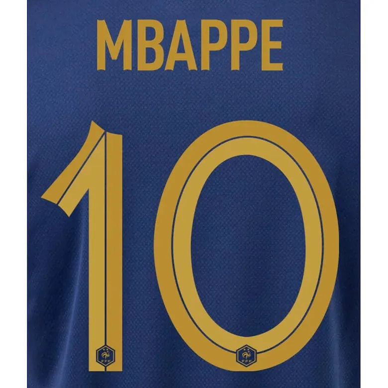 France 2022-23 Home Mbappe Youth #10 Soccer Jersey Name Set