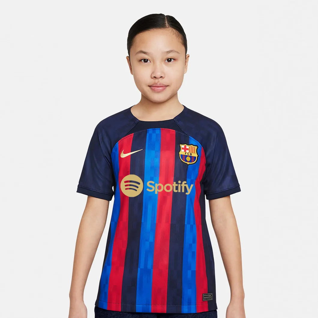 Nike 22-23 FC Barcelona Youth Home Jersey - Obsidian-Sesame (Model - Front)
