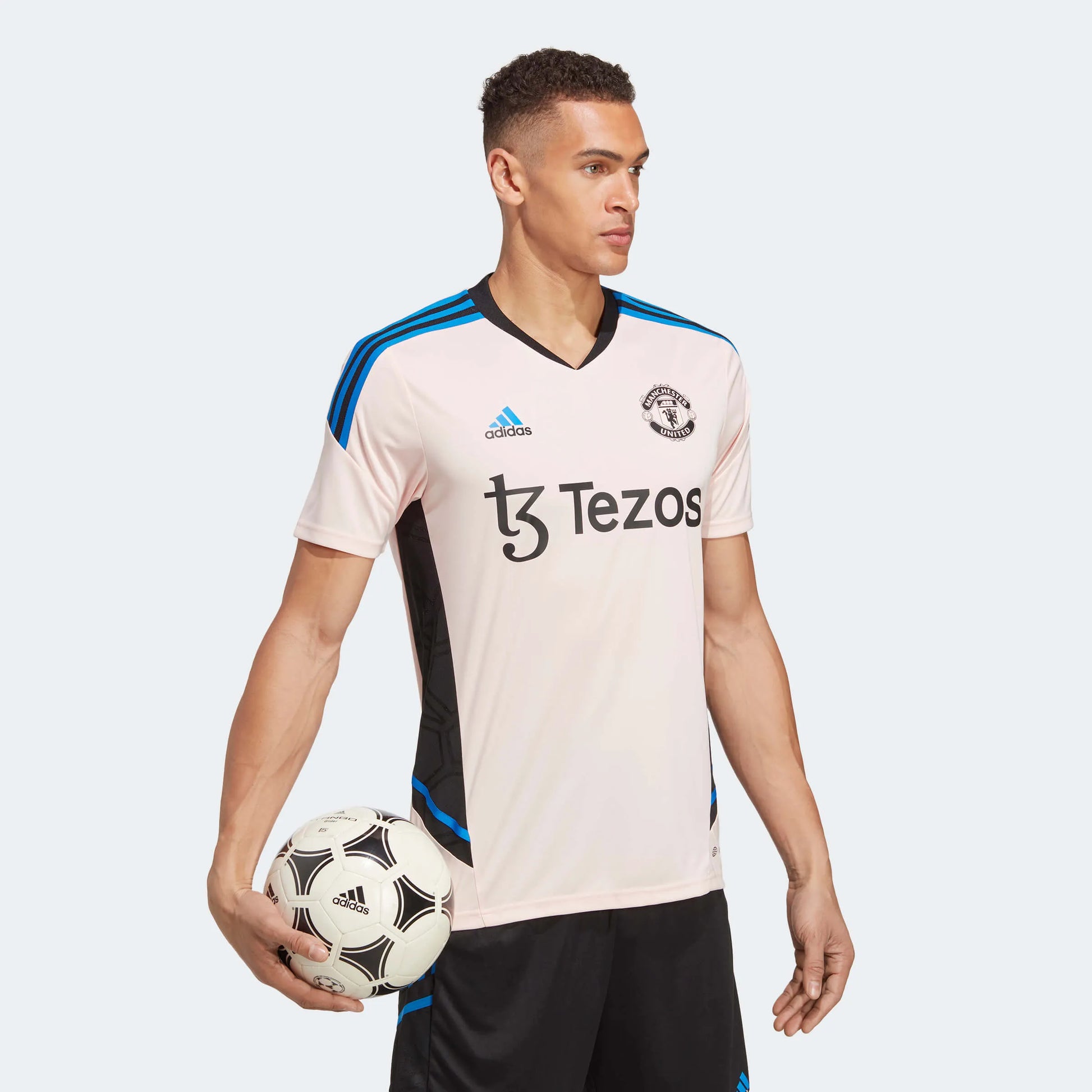 adidas 2023 Manchester United Training Jersey - Icey Pink (Model - Side)