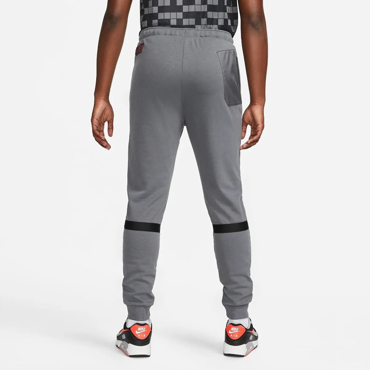 Nike 2022 PSG DF Fleece Travel Pants - Grey-Black-Red (Model - Back)
