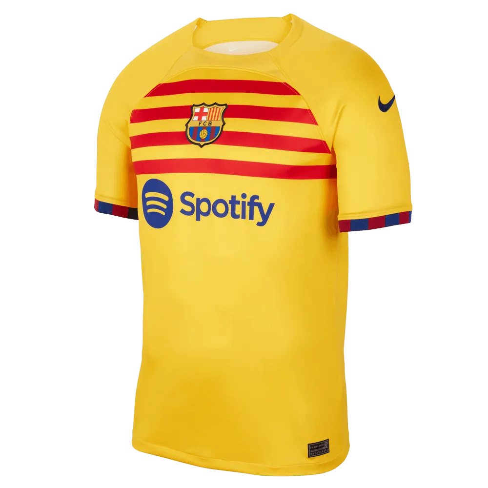 Nike 2022-23 FC Barcelona Fourth Jersey - Yellow - University Red (Front)