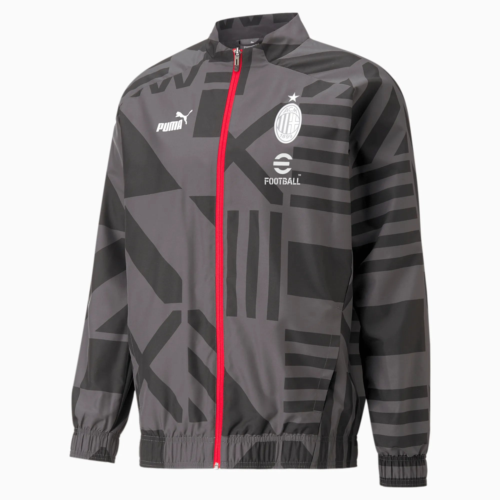 Puma 2022-23 AC Milan Pre-Match Jacket - Puma Black-Asphalt (Front)
