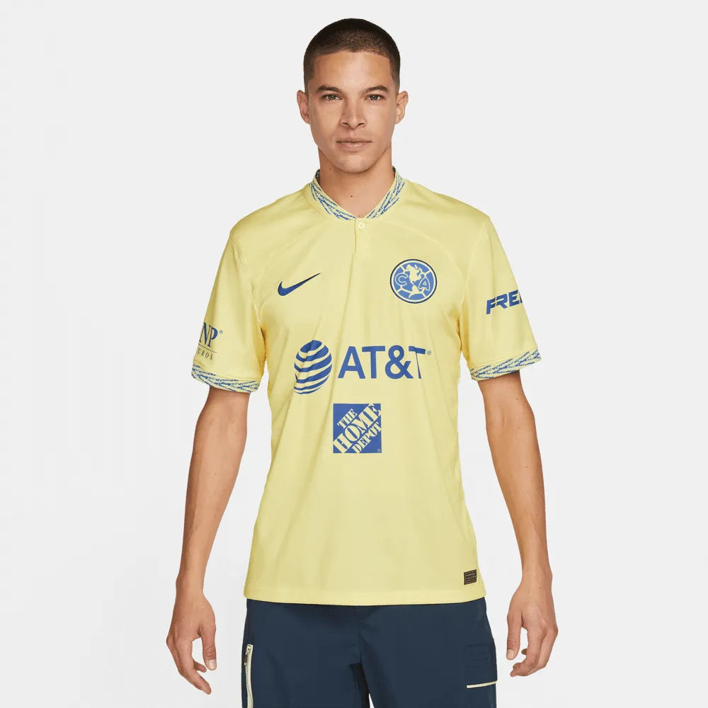 Nike 2022/23 Club America Home Jersey Lemon-Blue (Model - Front)