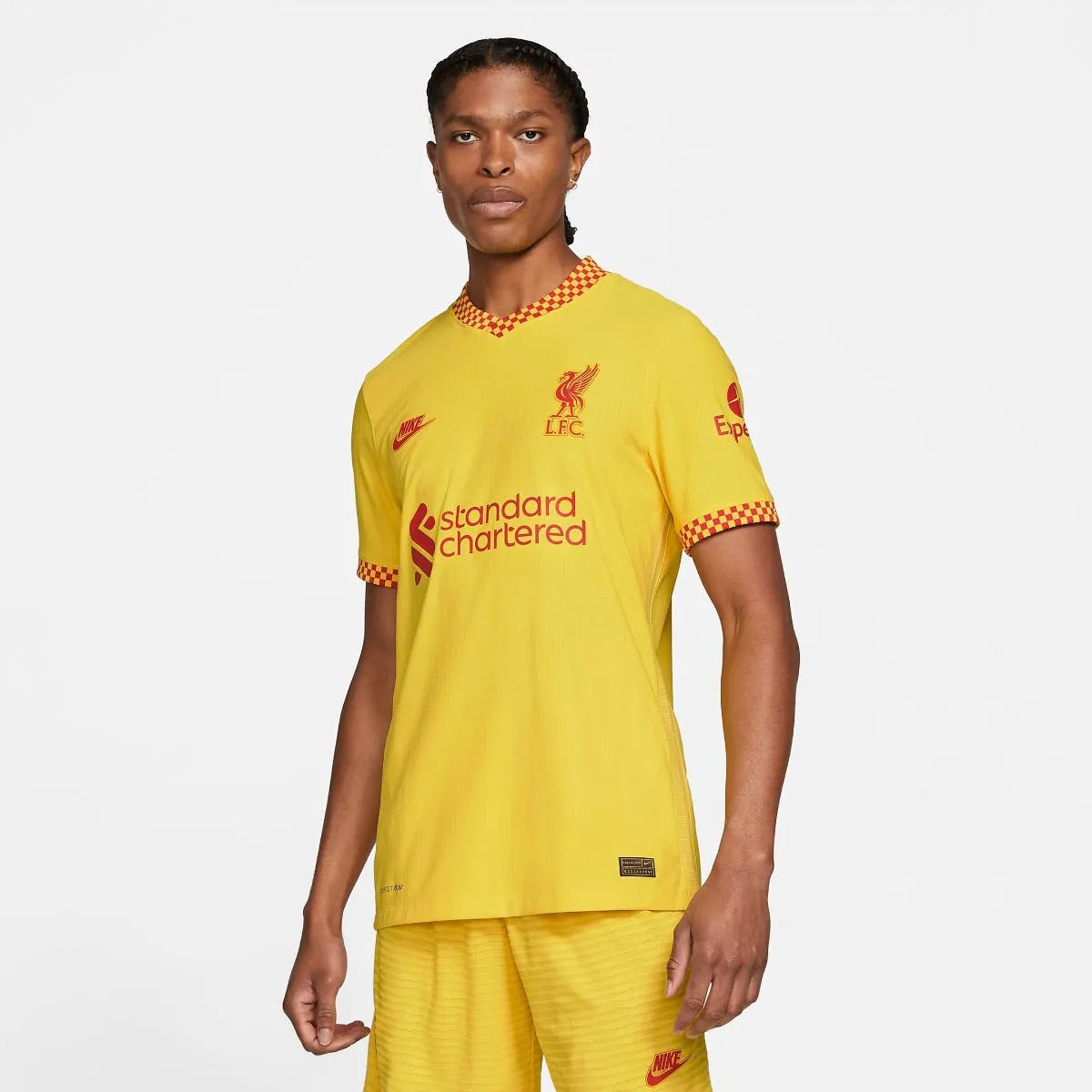 Nike 2021-22 Liverpool Third ADV Match Jersey - Yellow (Model - Front)