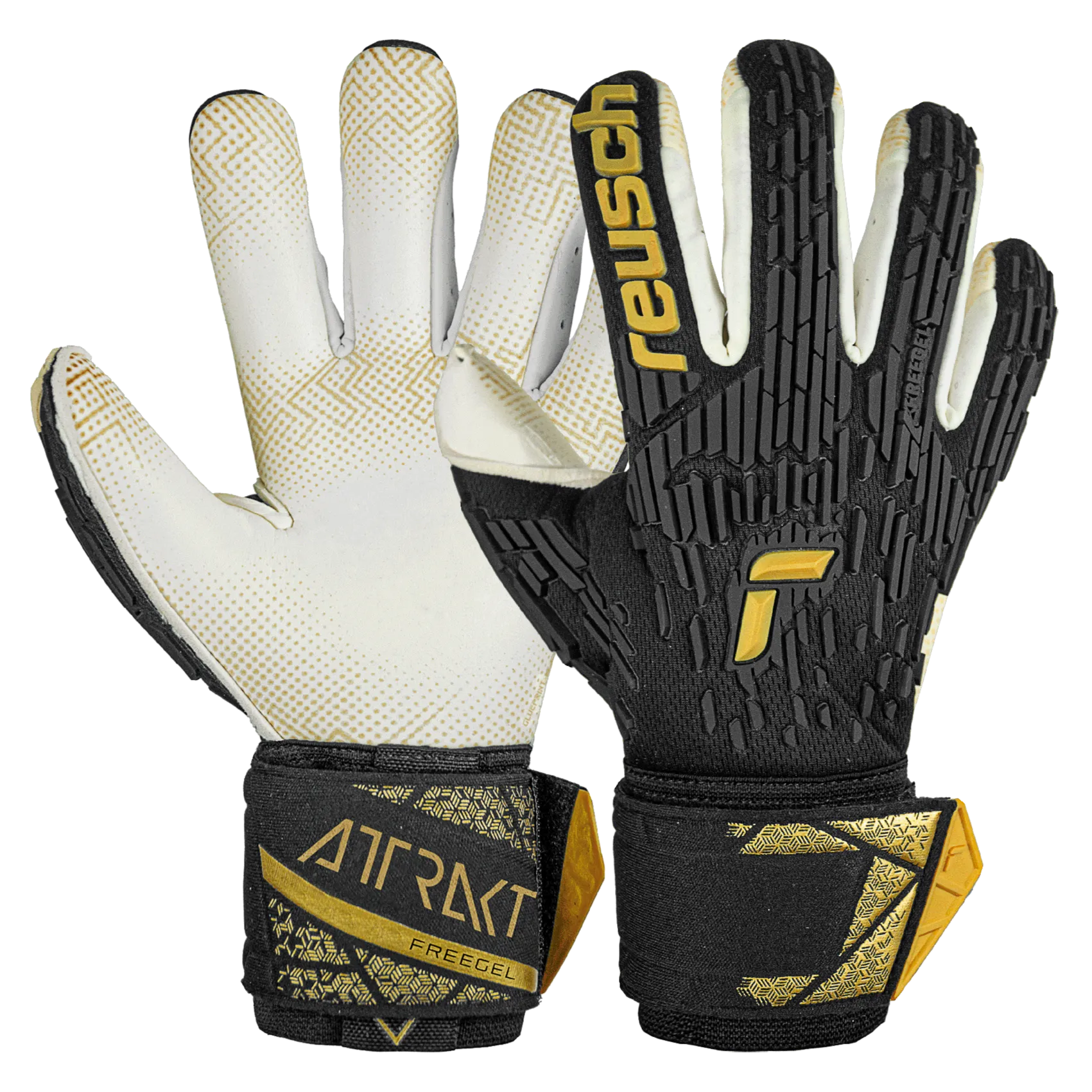 Reusch Atrrakt Freegel Gold X Glueprint FS Goalkeeper Gloves Black - Gold (Pair)