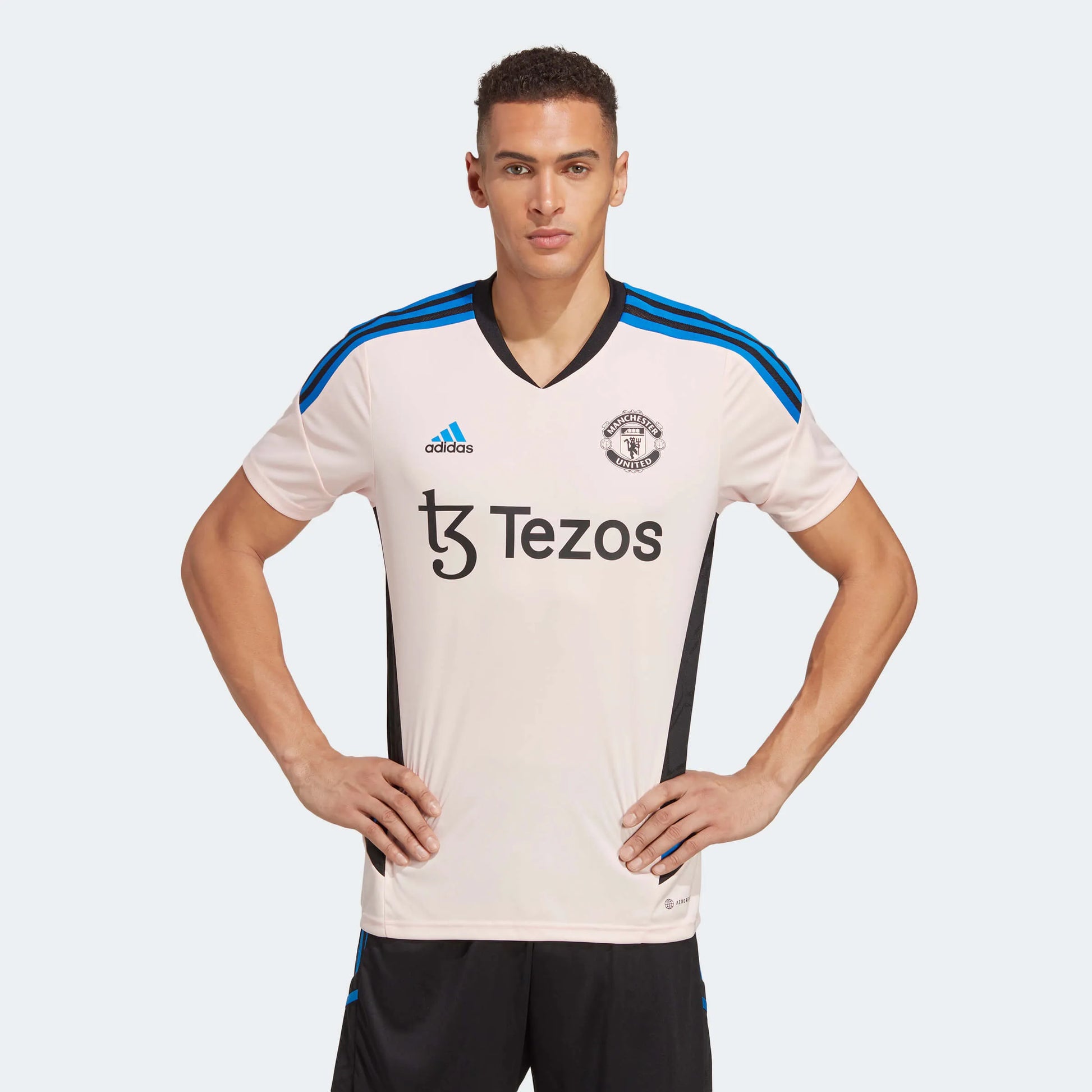 adidas 2023 Manchester United Training Jersey - Icey Pink (Model - Front)