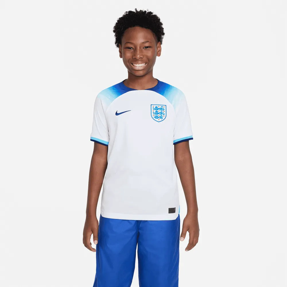 Nike 2022-23 England Youth Home Jersey - White-Blue (Model - Front)