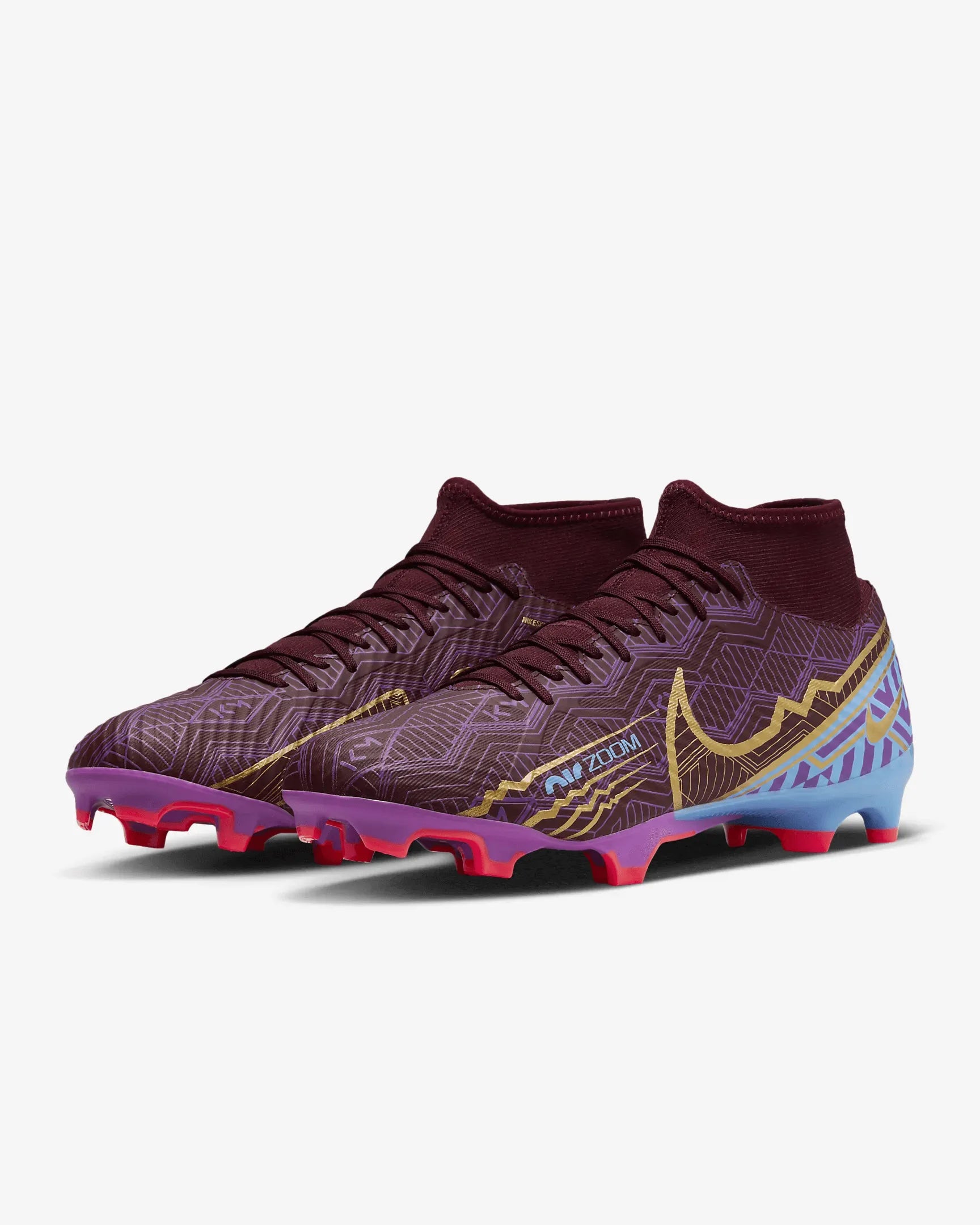 Nike Zoom Superfly 9 Academy KM FG-MG - Dark Beetroot-Gold (Pair - Diagonal)