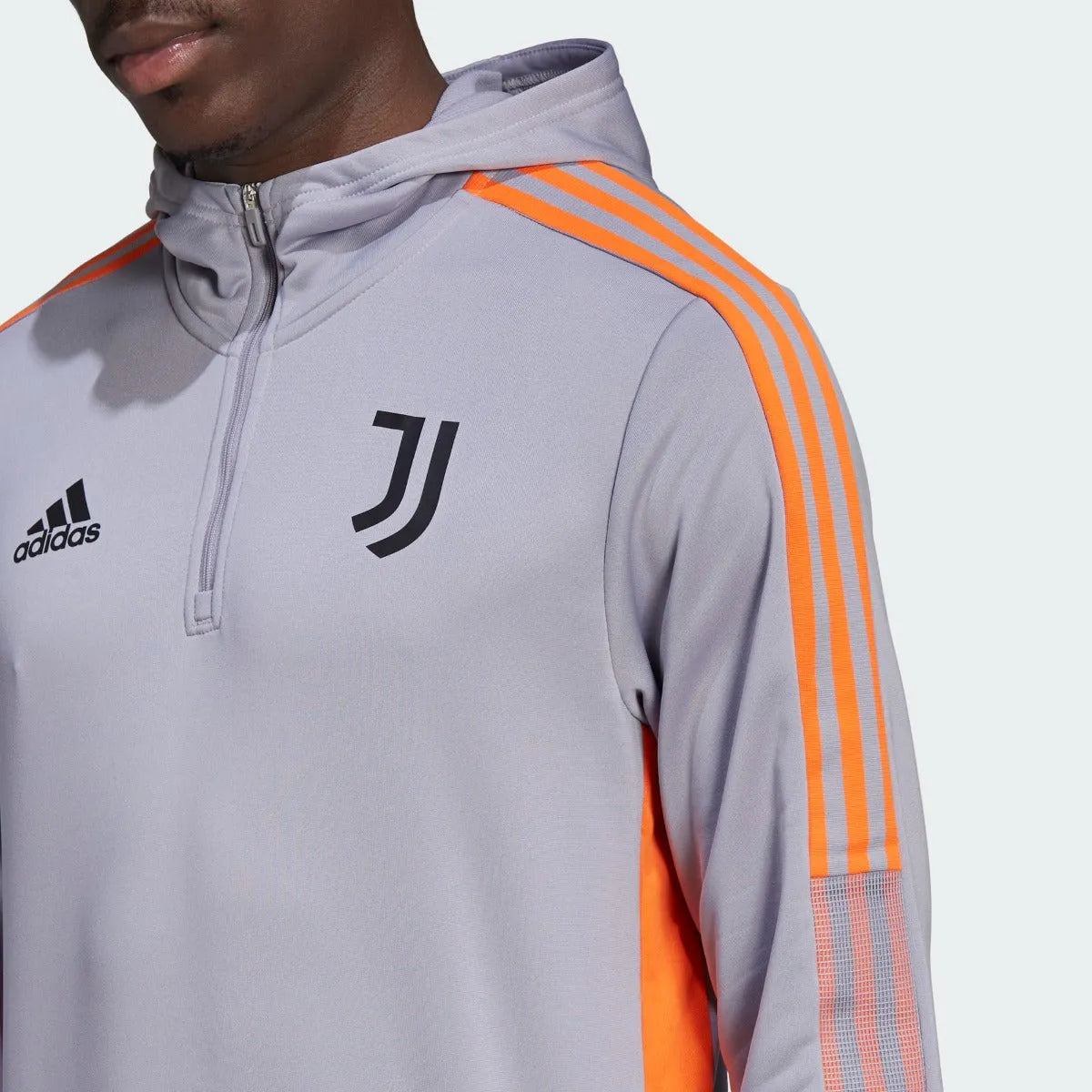 adidas 21-22 Juventus Track Hoodie - Gray (Detail 1)