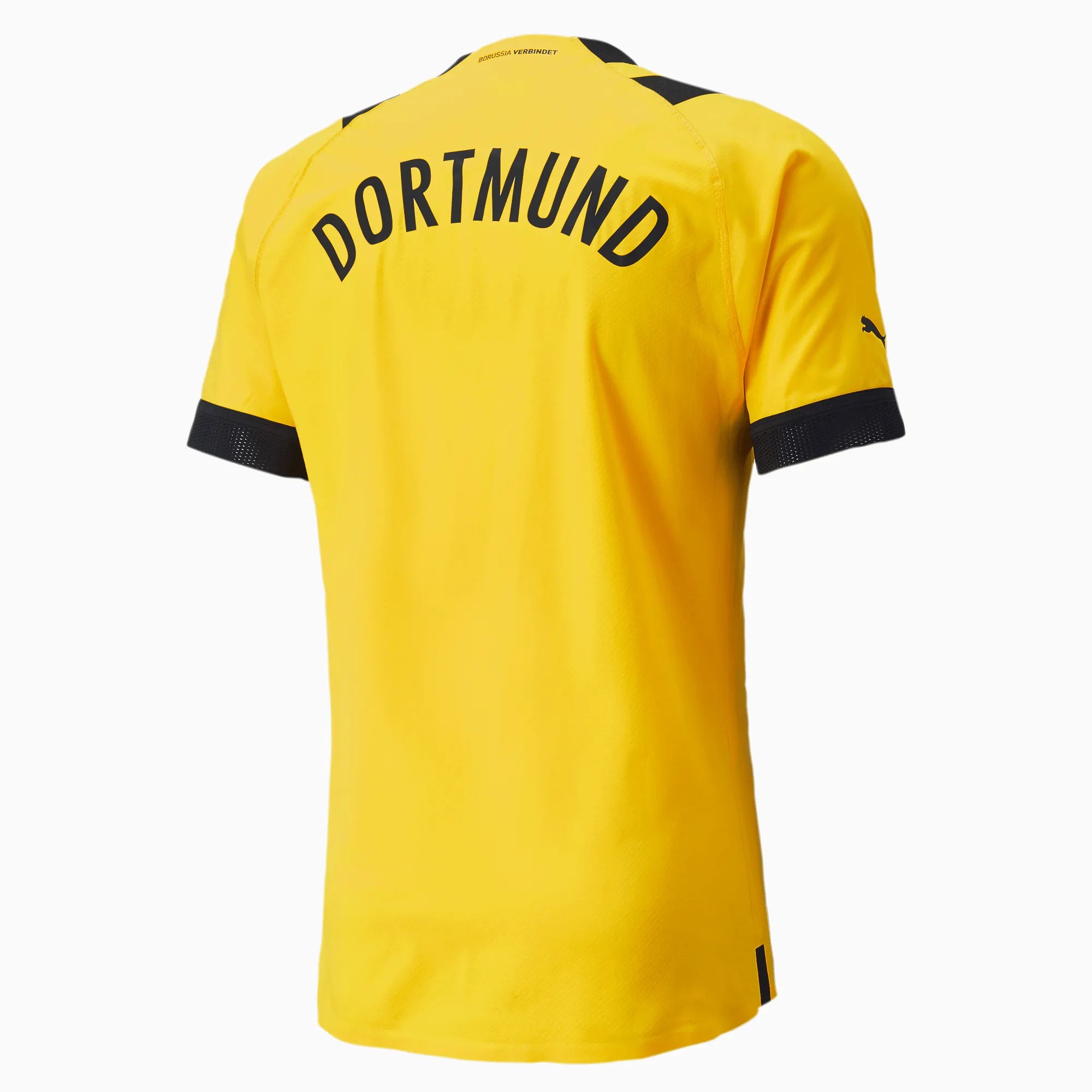 Puma 2022-23 Borussia Dortmund Authentic Home Jersey - Cyber Yellow-Black (Back)