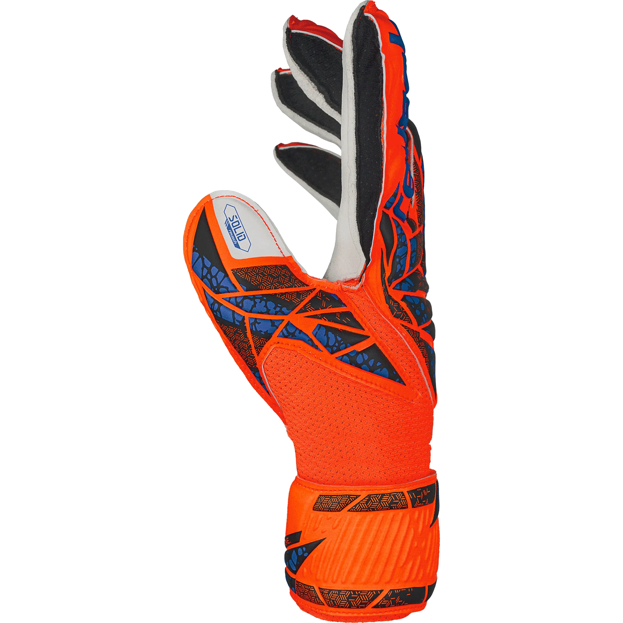 Reusch JR Attrakt Solid FS Goalkeeper Glove Hyper Orange Electric Blue (Single - Side)