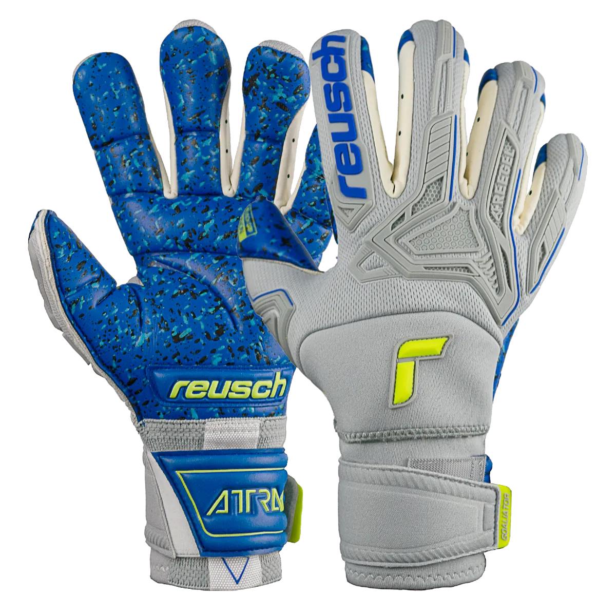 Reusch Attrakt Freegel Fusion Ortho-Tec Goaliator Goalkeeper Glove - Grey-Yellow-Blue (Pair)