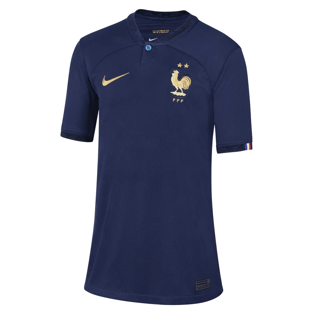Nike 2022-23 France Youth Home Jersey - Midnight Navy-Metallic Gold (Front)