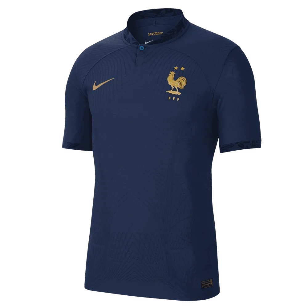 Nike 2022-23 France Home Vapor Match Authentic Jersey Navy-Gold (Front)