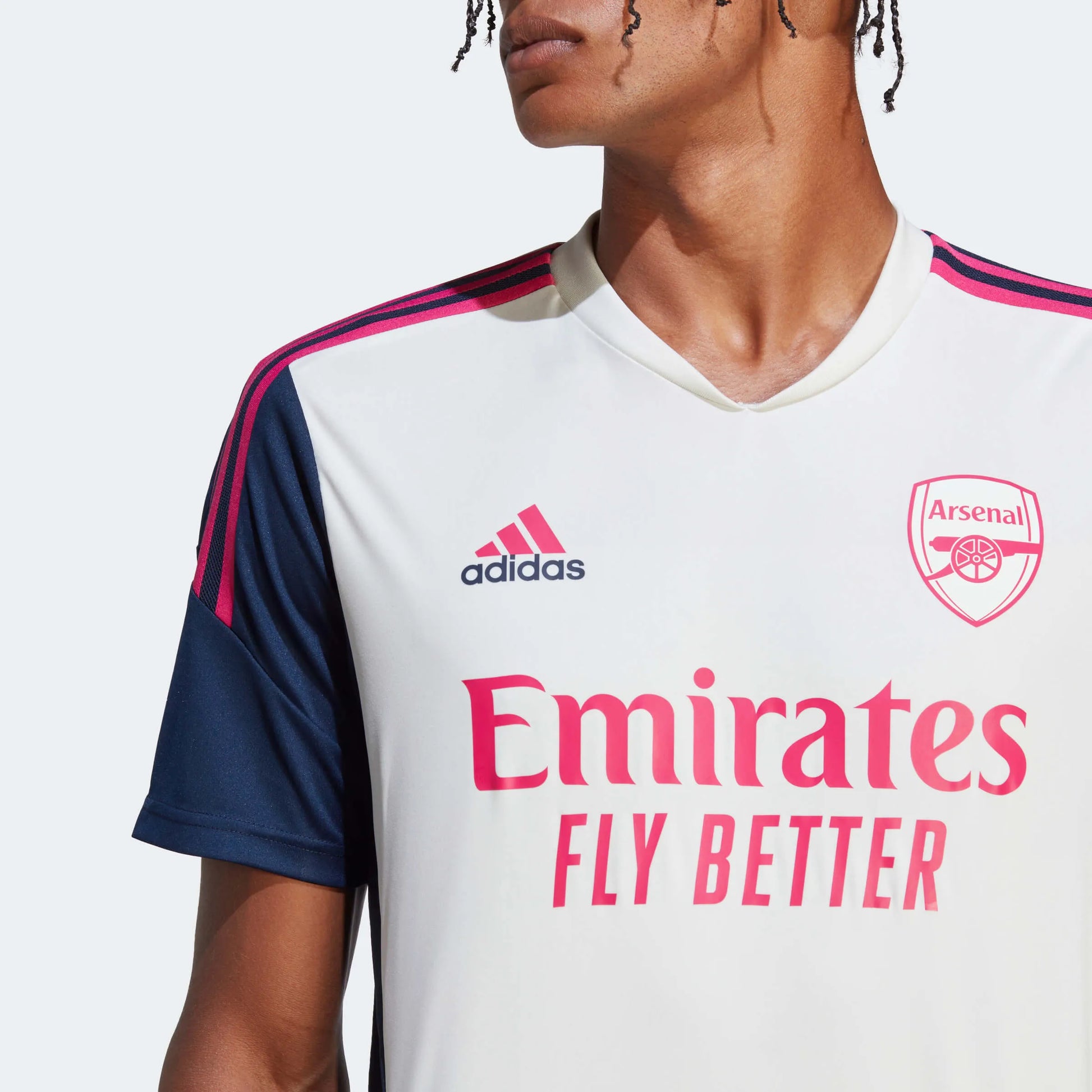 adidas 2023 Arsenal Training Jersey - Off White-Navy (Detail 1)