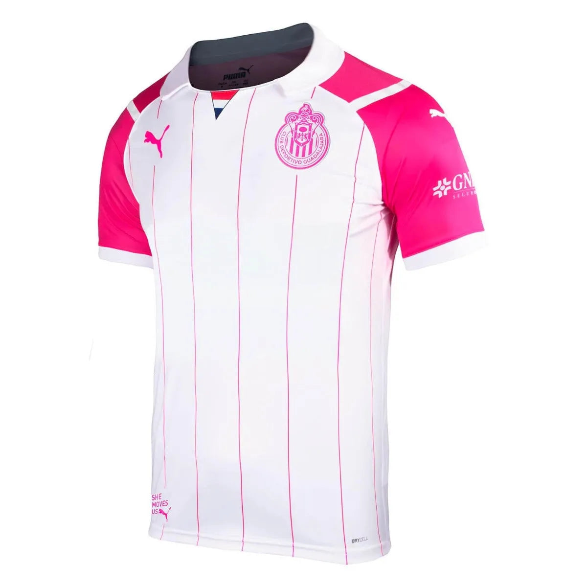 Puma Chivas 2021-22 Youth Breast Cancer Awareness Jersey White-Pink (Front)
