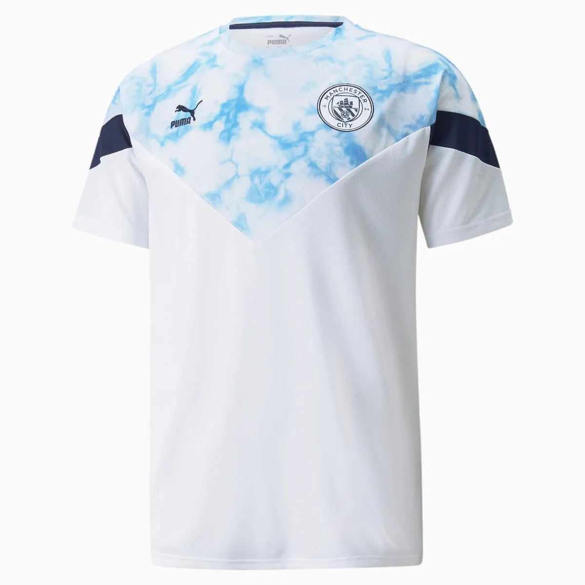 Puma 21-22 Manchester City Iconic MCS Tee - White-Light Blue (Front)