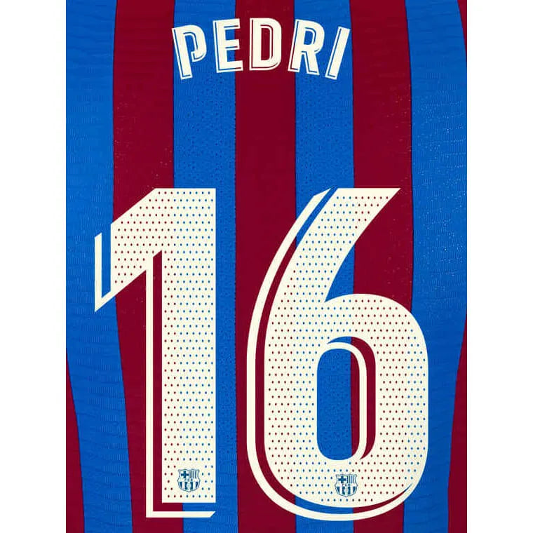 Barcelona 2021/22 Home Pedri #16 Jersey Name Set