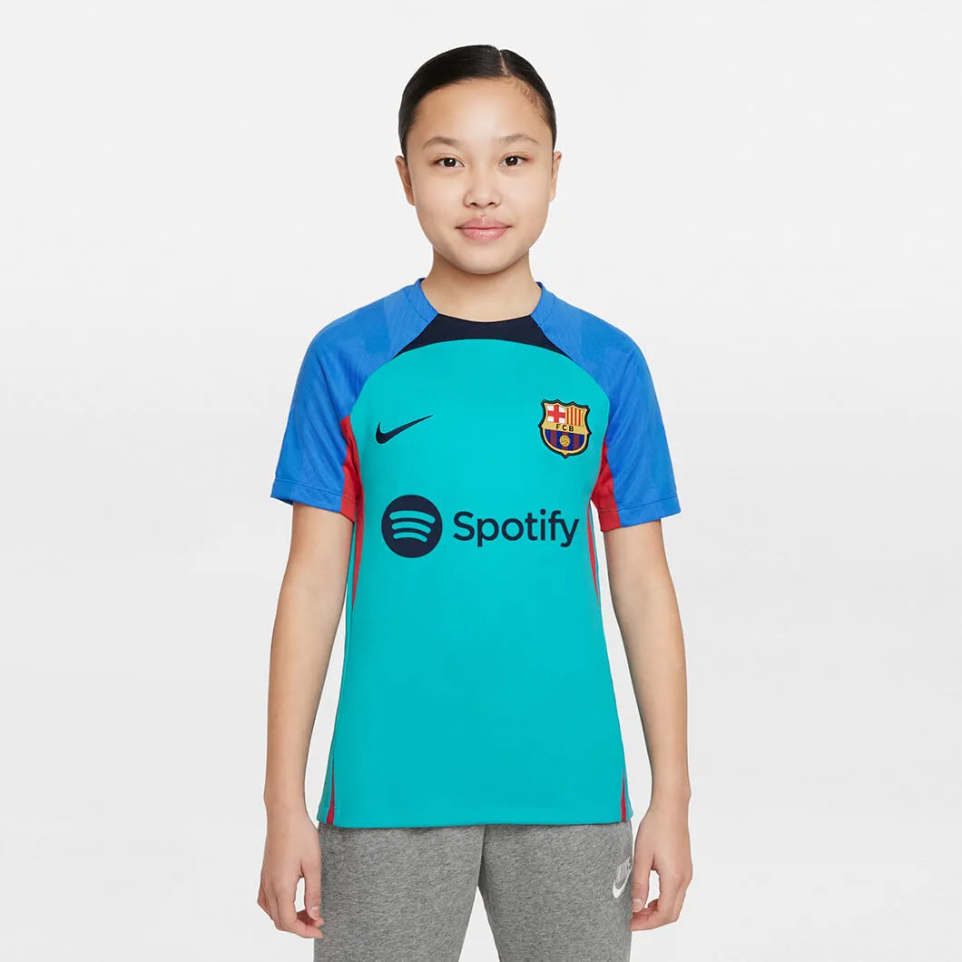 Nike 2022 FC Barcelona Youth DF Strike Top - Aqua-Blue-Obsidian (Model - Front)