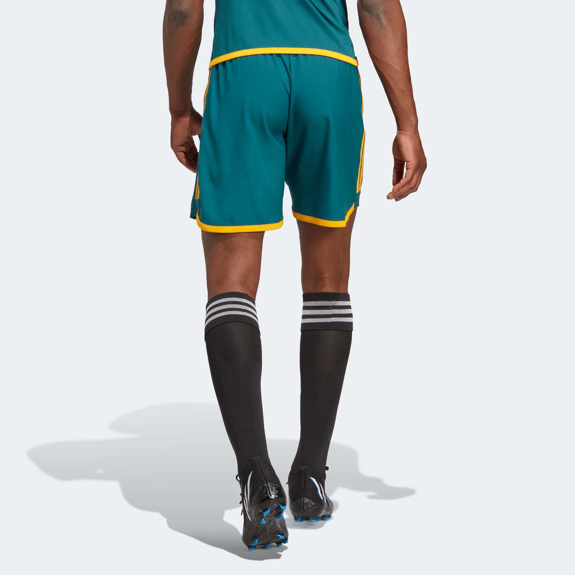 adidas 2023 LA Galaxy Authentic Away Shorts - Mystery Green-Team Gold (Model - Back)