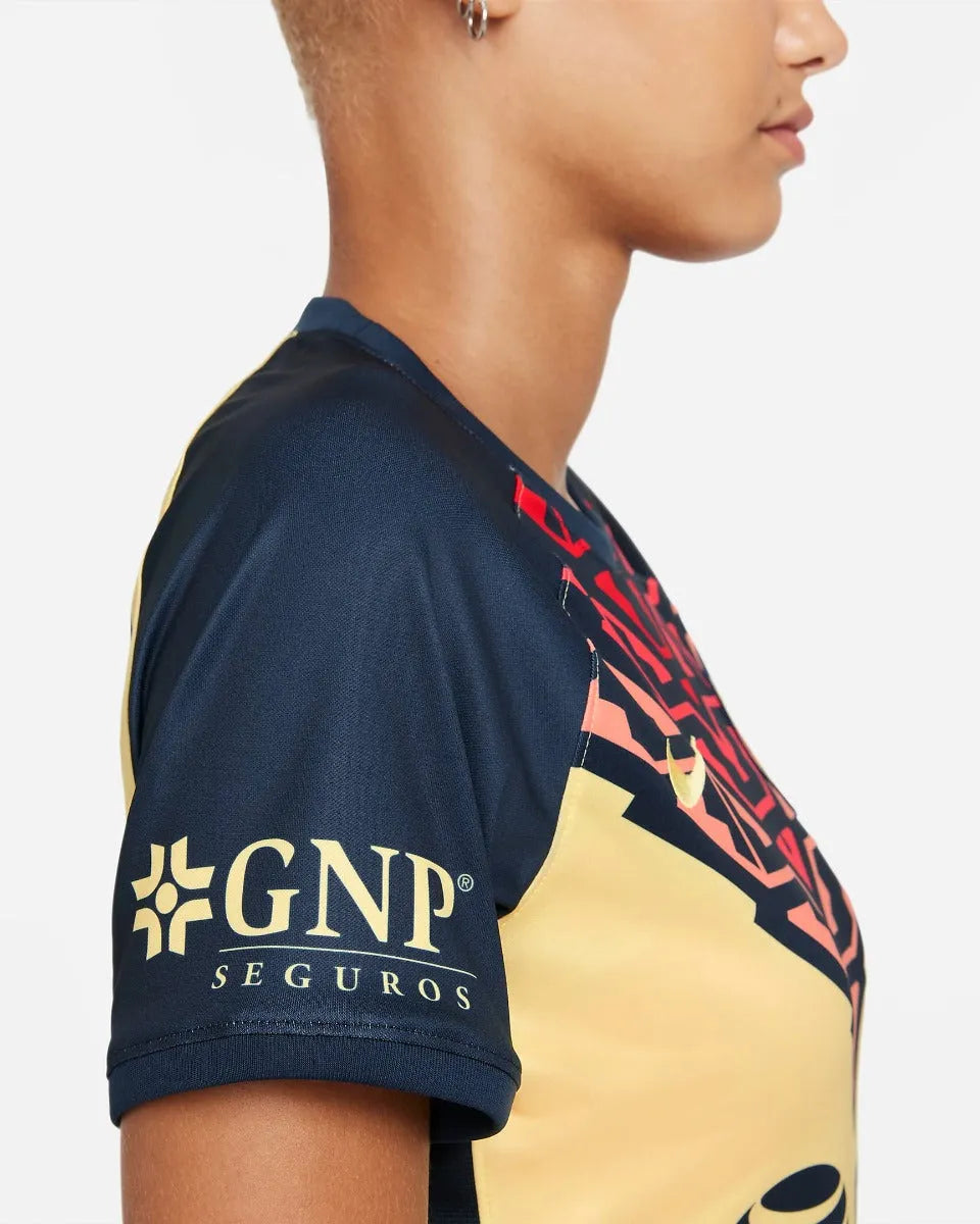 Nike 2021-22 Club America Women Home Jersey - Yellow-Armory Navy (Detail 4)