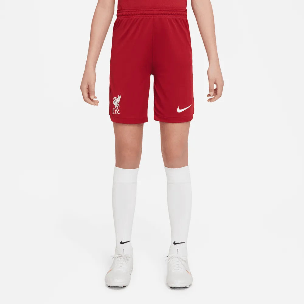 Nike 22-23 Liverpool FC Youth Home Shorts - Red-White (Model - Front)