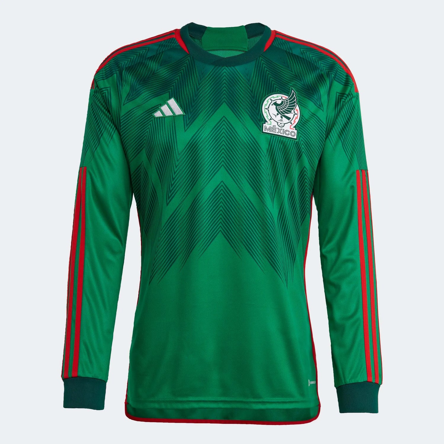 adidas 2022-23 Mexico Home Long-Sleeve Jersey - Green-Red (Front)
