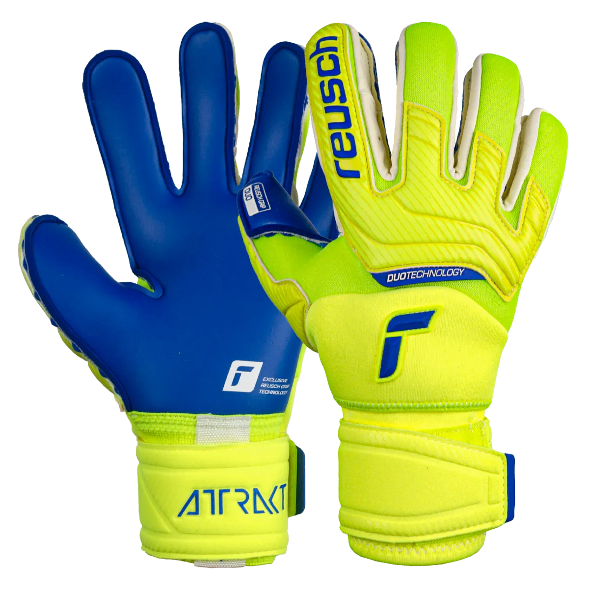 Reusch Attrakt Duo Ortho-Tec Goalkeeper Gloves - Volt-Blue (Pair)