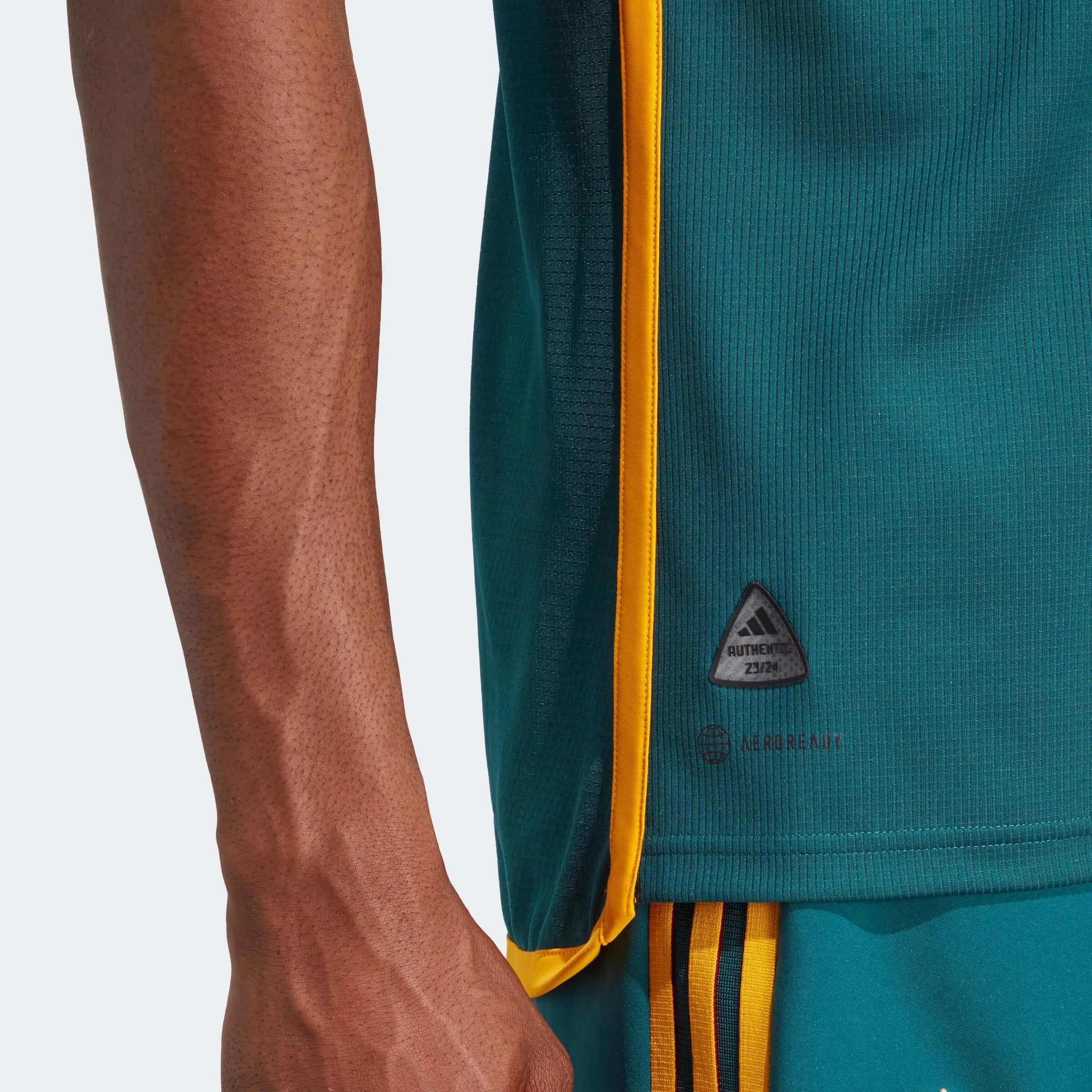 adidas 2023-24 LA Galaxy Authentic Away Jersey - Mystery Green-Team Gold (Detail 2)
