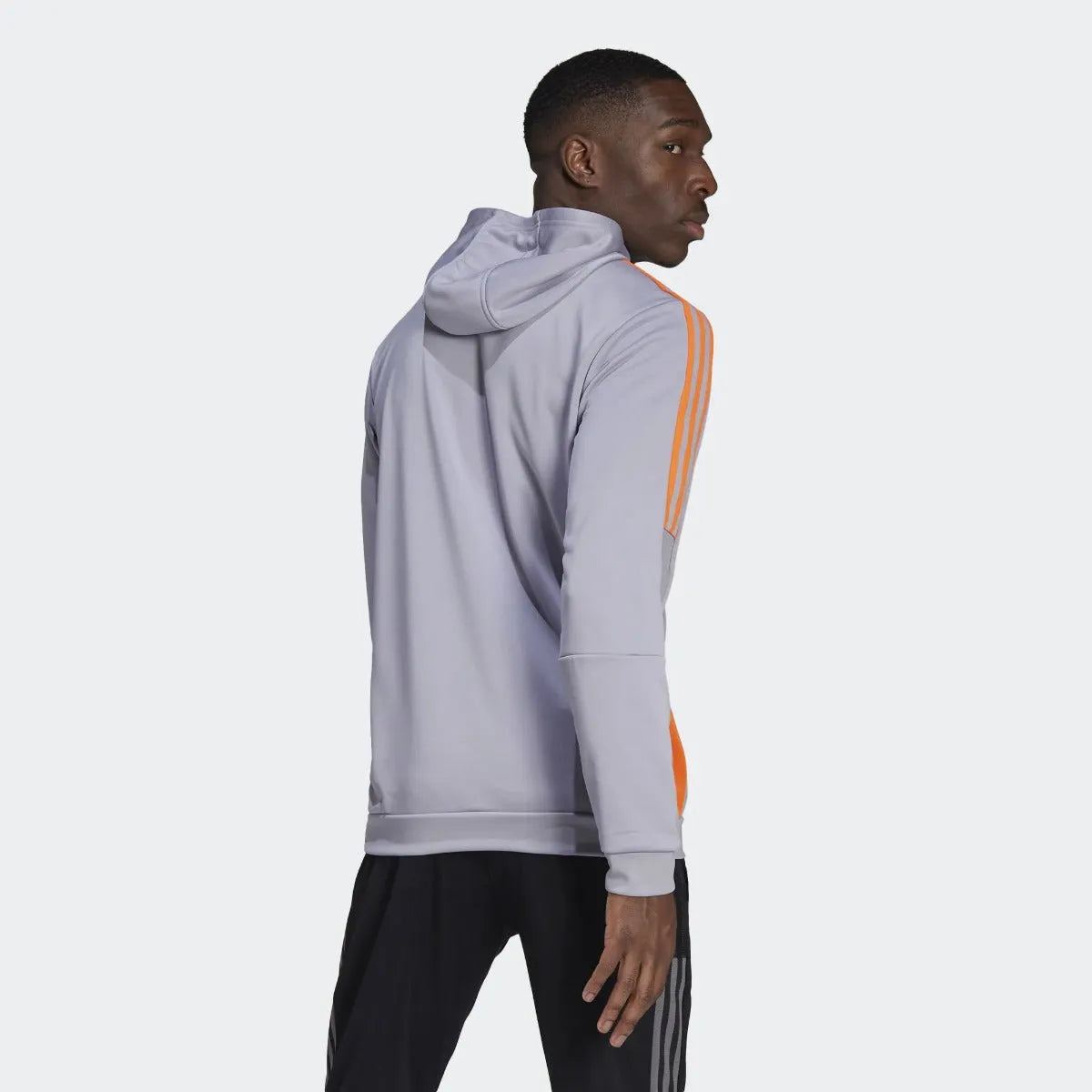 adidas 21-22 Juventus Track Hoodie - Gray (Model - Back)