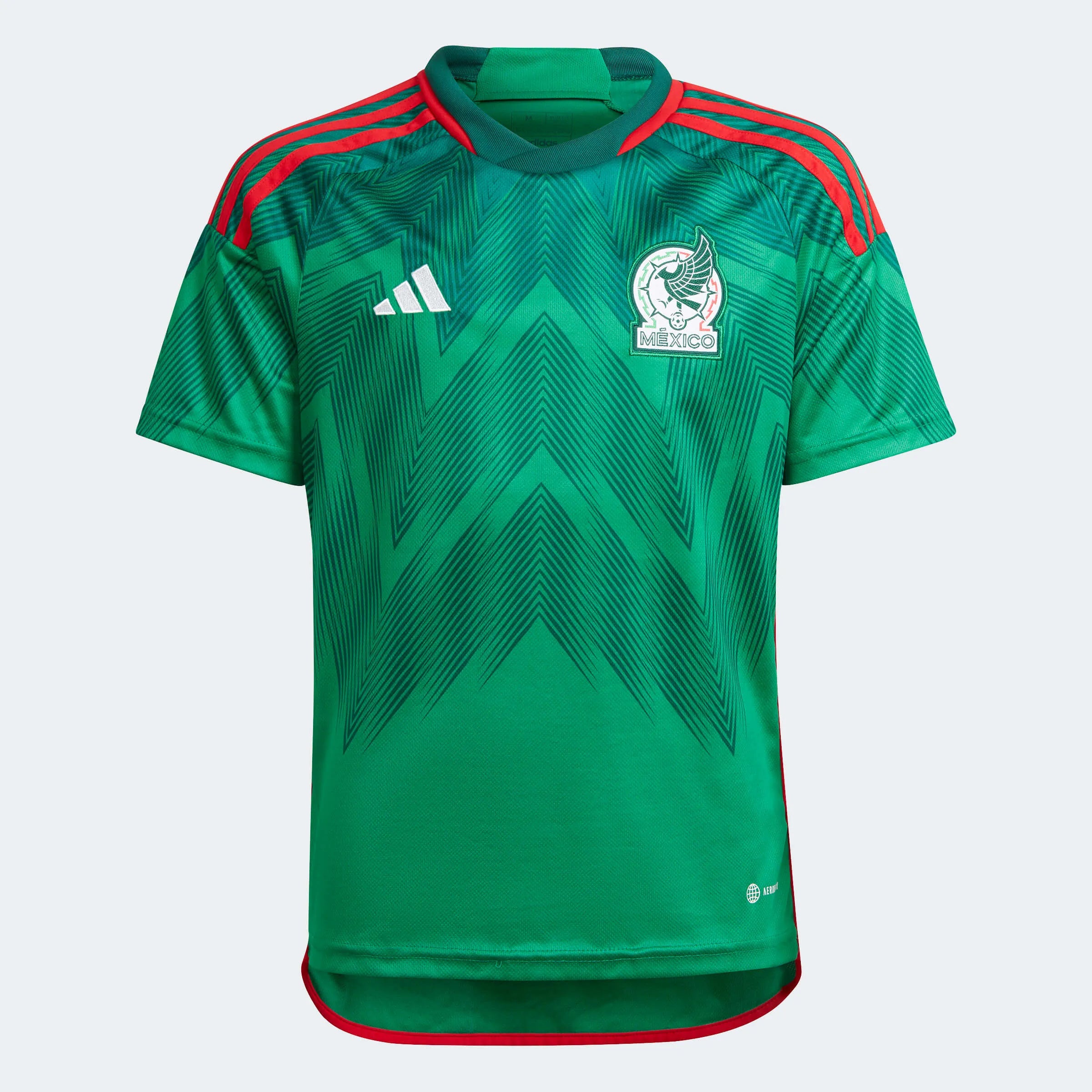 adidas 2022-23 Mexico Youth Home Jersey - Green-Red (Front)