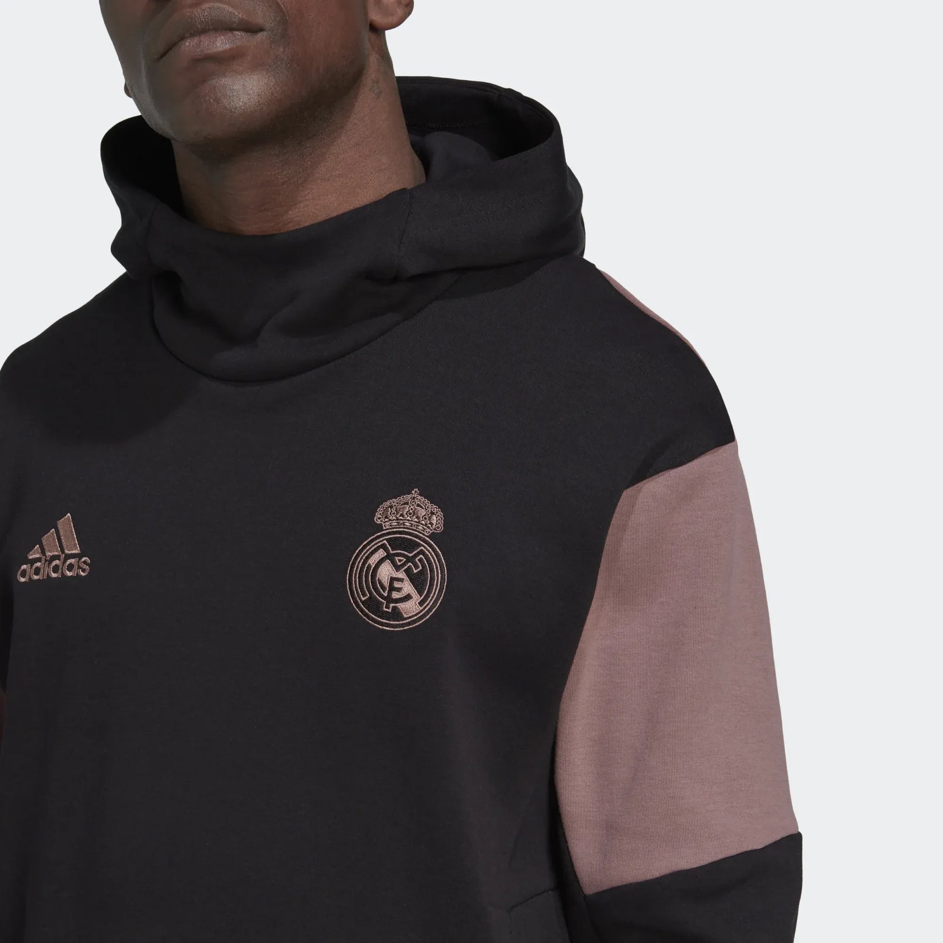 adidas 2022-23 Real Madrid Travel Hoodie - Black-Wonder Oxide (Detail 1)