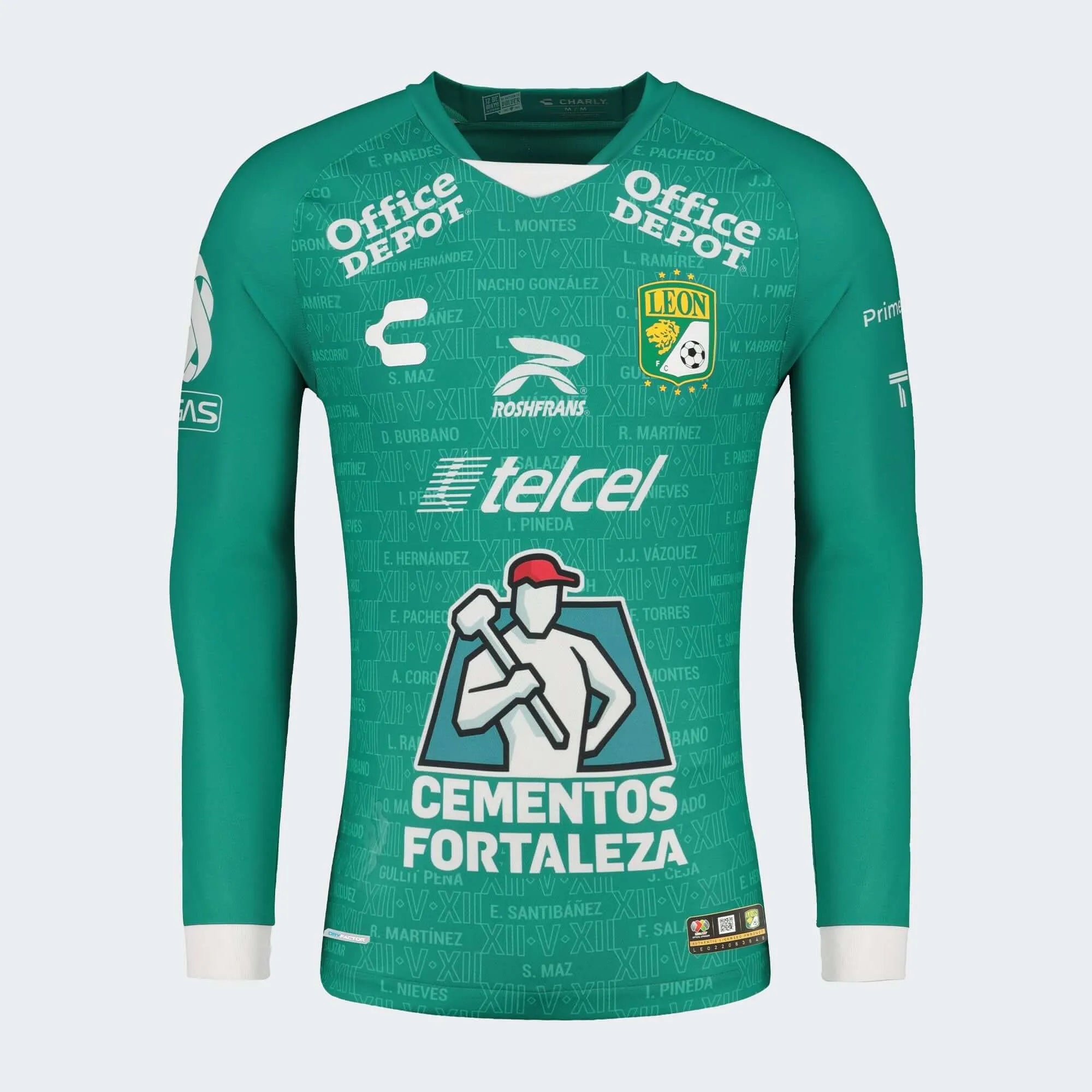 Charly 2022-23 Leon Home Long-Sleeve Jersey - Green (Front)