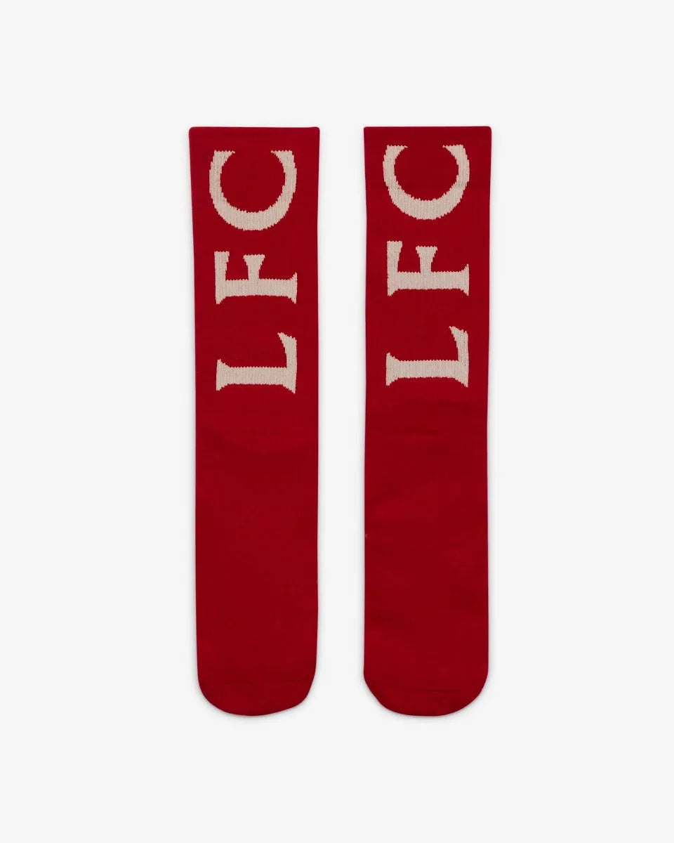 Nike 2022 Liverpool SNKR Crew Sox - Gym Red-Fossil (Pair - Front)