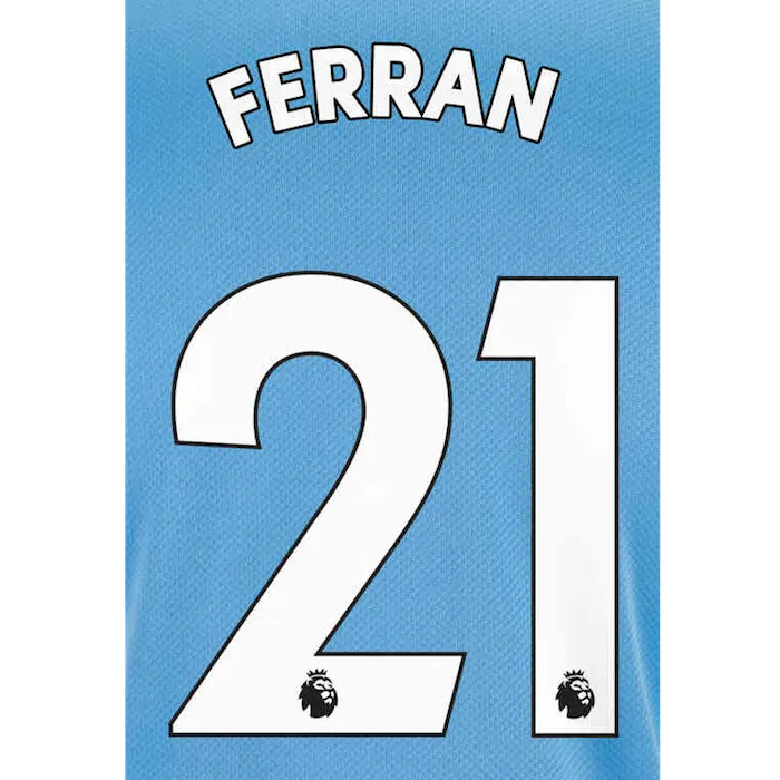 Manchester City 2021/22 Home Ferran #21 Jersey Name Set White (Main)