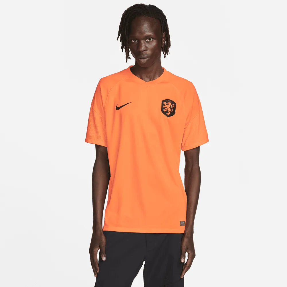 Nike Netherlands Women's EC22 (Men's Cut) Home Jersey - Total Orange-Black (Model - Front)