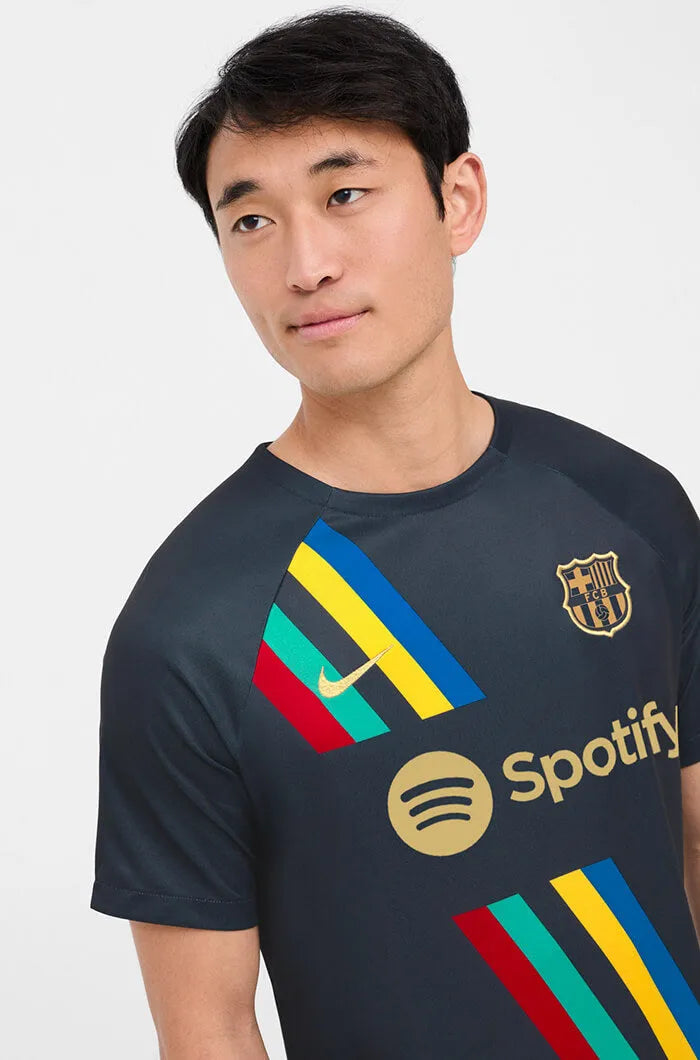 Nike Barcelona 2022-23 Pre-Match SS Top Navy-Gold (Detail 1)