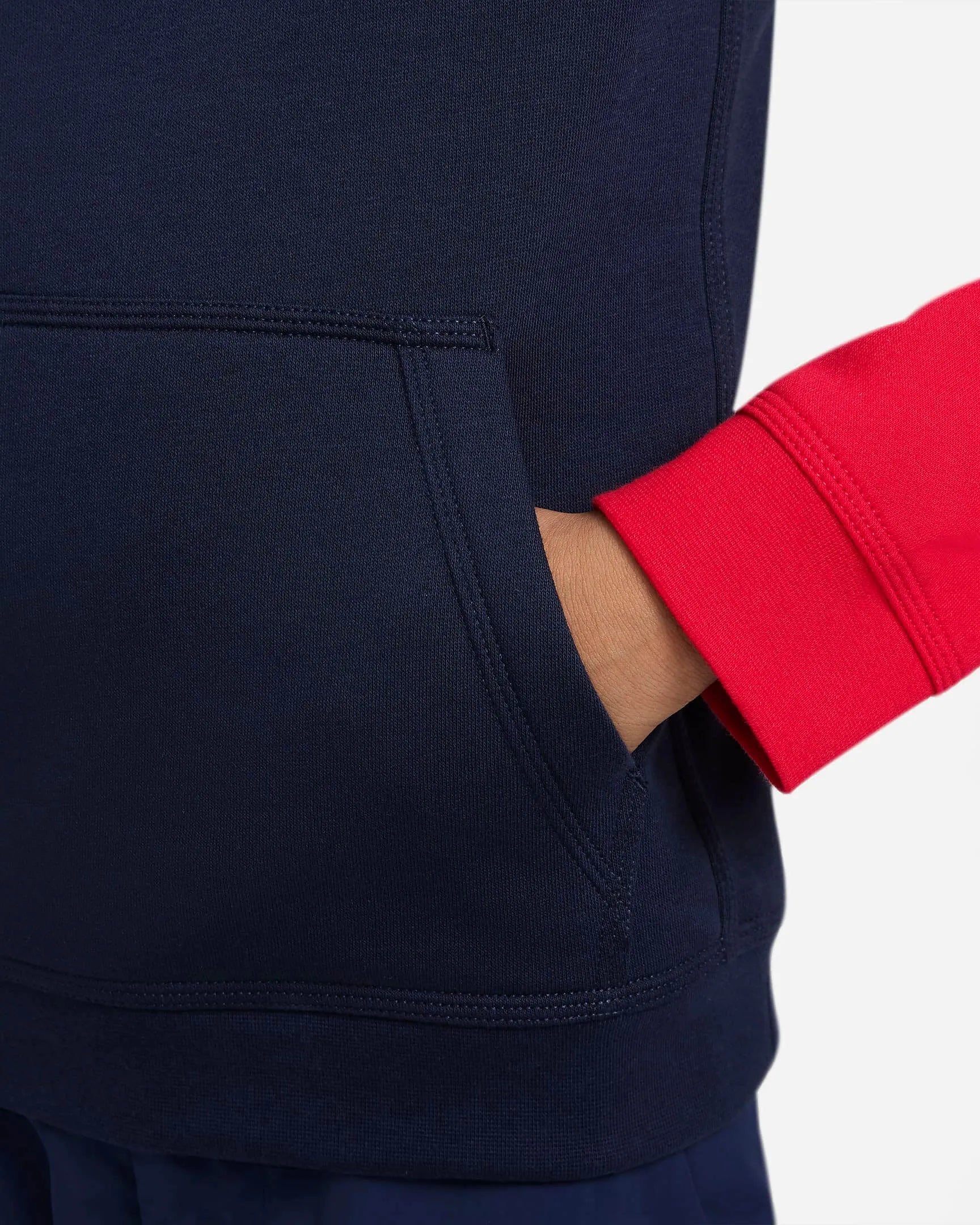 Nike 22-23 Barcelona Youth NSW Club Pullover Hoodie - Obsidian-Blue-Red (Detail 2)